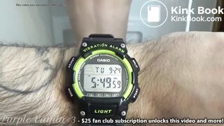 PV holds and releases enema in diaper in shower