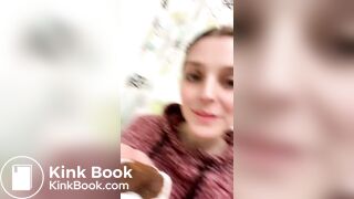 Blond girl's first time taking a big bite