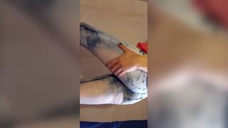 Filling her jeans with piss and shit, very messy