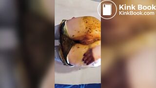 Filling her jeans with piss and shit, very messy