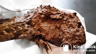 Masked blonde girl shits her panties