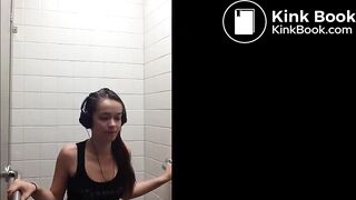 Sexy girl pooping on public toilet - video 2