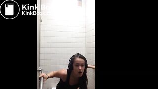 Sexy girl pooping on public toilet - video 2