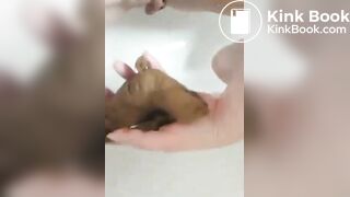 Girl shit on her finger