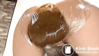 japanese girl filling her plastic panties