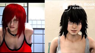 2 girls pooping and farting on toilet animation edit