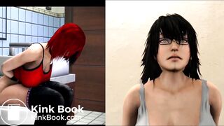 2 girls pooping and farting on toilet animation edit