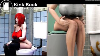2 girls pooping and farting on toilet animation edit