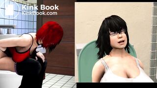 2 girls pooping and farting on toilet animation edit