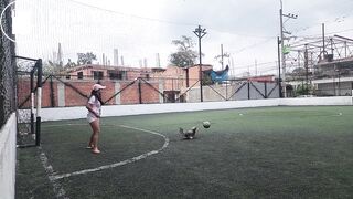 girl poops soccer yoga shorts