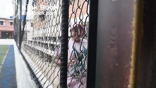 girl poops soccer yoga shorts