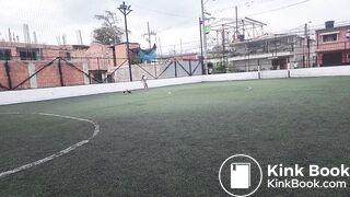 girl poops soccer yoga shorts