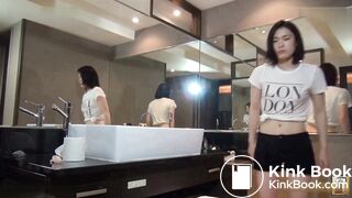 CUTE JAPANESE GIRL SELF ENEMA AND POOP IN SINK