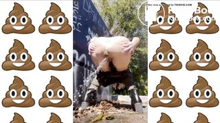 a girl shitting in the street