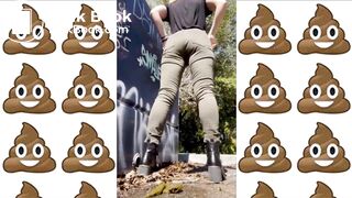 a girl shitting in the street