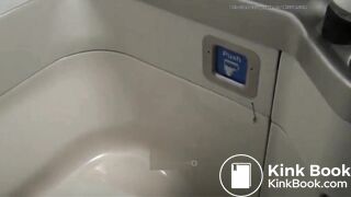 Pooping in a plane toilet