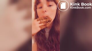 Sexy girl eats her shit in a bathtub