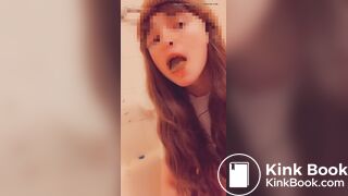 Sexy girl eats her shit in a bathtub