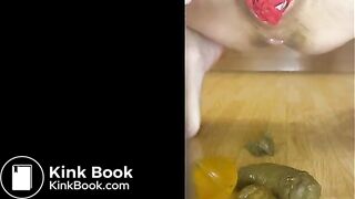 Shitting shoving in pussy and eating sshit