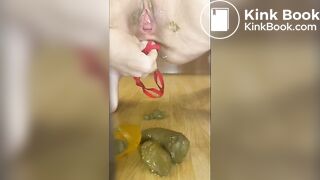 Shitting shoving in pussy and eating sshit