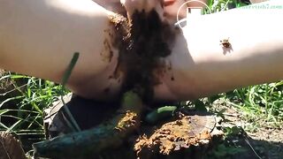 Cucumber scat in the garden..