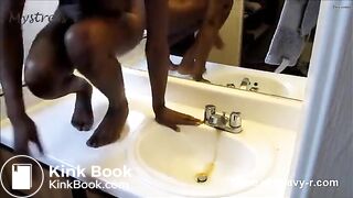 Ebony Shits In Sink