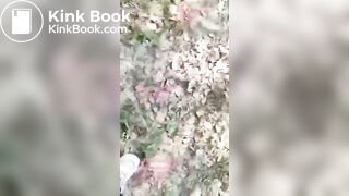 Chinese lady pooping outside