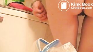 creamy poop in a white plastic bag