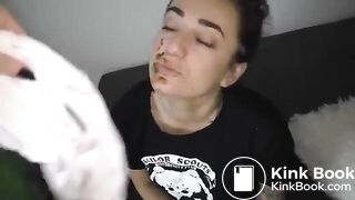 Licking poopy undies..