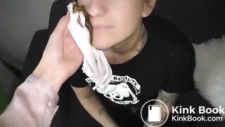 Licking poopy undies..