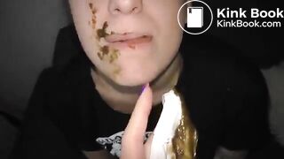 Licking poopy undies..