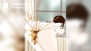 Girl fucks her ass with her own shit