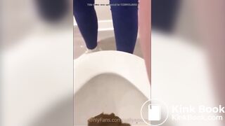 White Girl takes sloppy dump in toilet