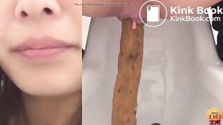 Japanese girl poop public toilet