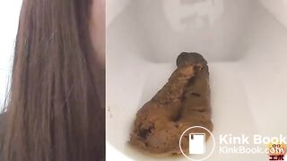 Japanese girl poop public toilet