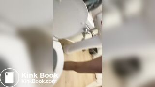 Little thoty dropping a nice one in the toilet