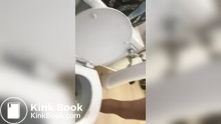 Little thoty dropping a nice one in the toilet