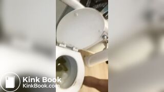 Little thoty dropping a nice one in the toilet