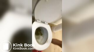 Little thoty dropping a nice one in the toilet