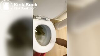 Little thoty dropping a nice one in the toilet
