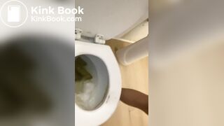 Little thoty dropping a nice one in the toilet