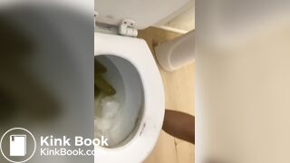 Little thoty dropping a nice one in the toilet