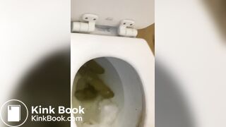 Little thoty dropping a nice one in the toilet