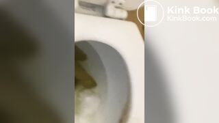 Little thoty dropping a nice one in the toilet