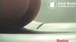 Woman uses festival porta-potty to poop