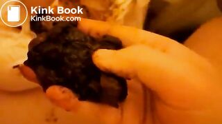 Grabbing her hot shit