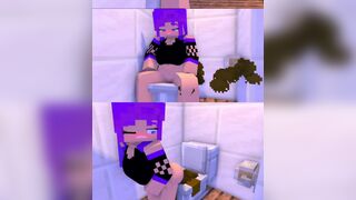 minecraft girl overflows toilet