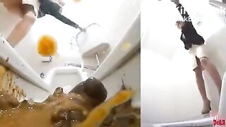 Flush is broken! Full Asian scatgal has to add hot fres