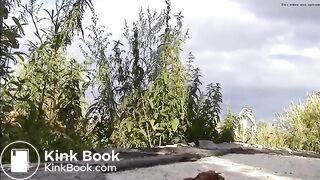 Russian lady outdoor poo..