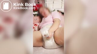 Girl in diapers gets enema and humps wand